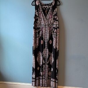 INC International Concepts Black and Pink Paisley Maxi Dress